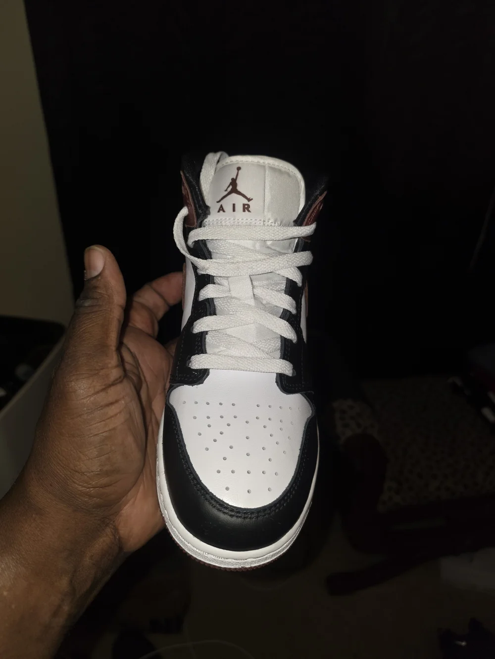 Jordan Kids High-Top Sneaker in White, Black & Burgundy